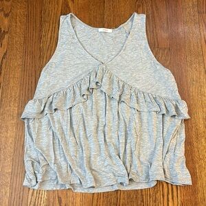 Gray ruffle tank